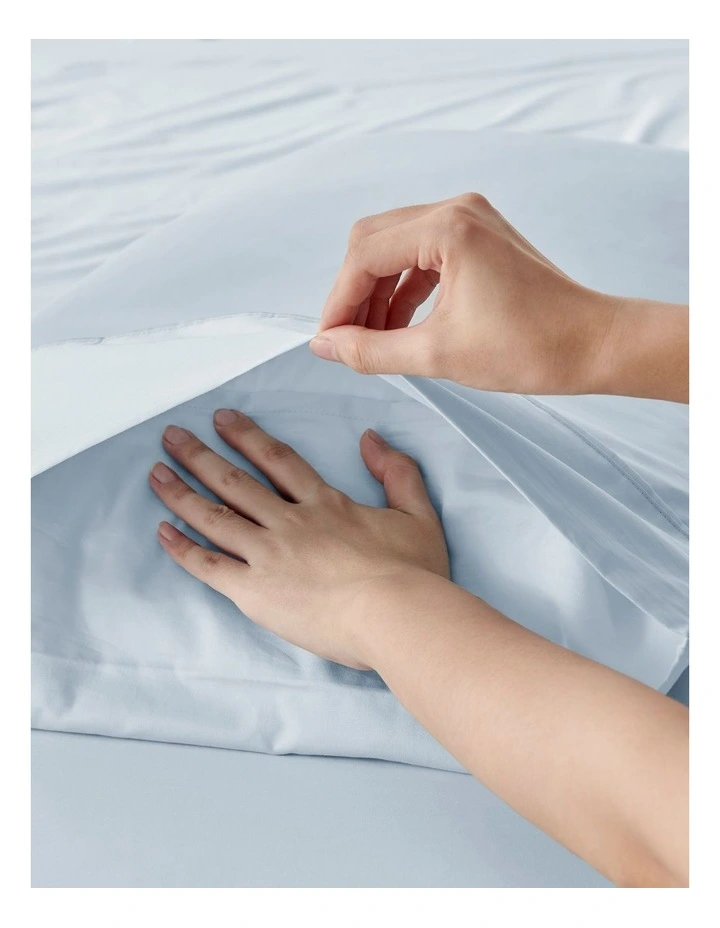 400 Thread Count Premium Cotton Sateen Standard Pillowcase Set of 2 in Sky image 2