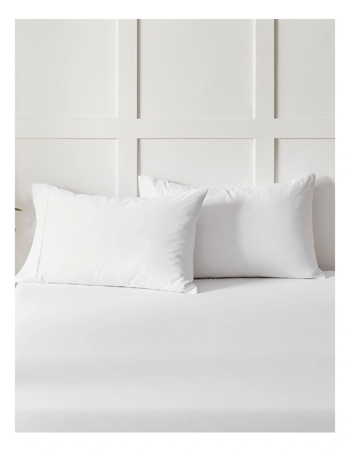 400TC Premium Cotton Sateen Standard Pillowcase Twin Pack in White image 1