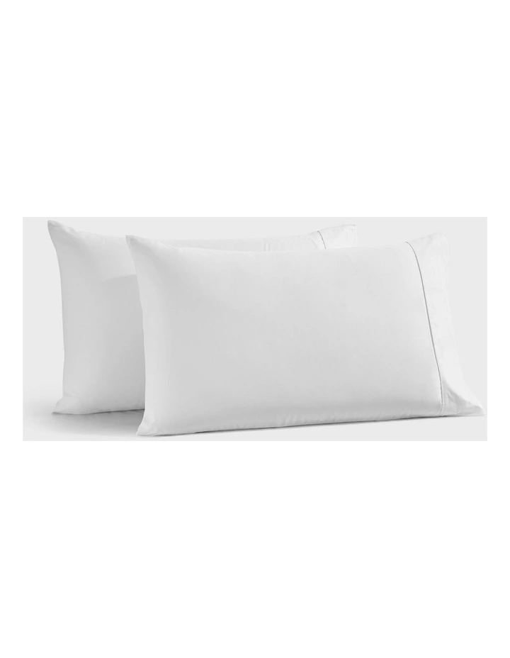 400TC Premium Cotton Sateen Standard Pillowcase Twin Pack in White image 7
