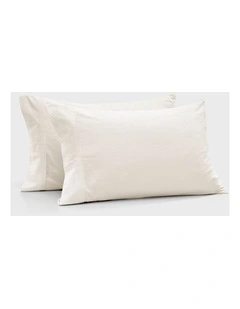 Bonnie Washed Cotton Standard Pillowcase Twin Pack in White