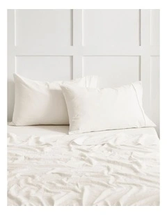 Bonnie Washed Cotton Standard Pillowcase Twin Pack in White