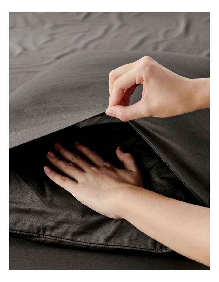 400TC Premium Cotton Sateen King Pillowcase Twin Pack in Charcoal image 2