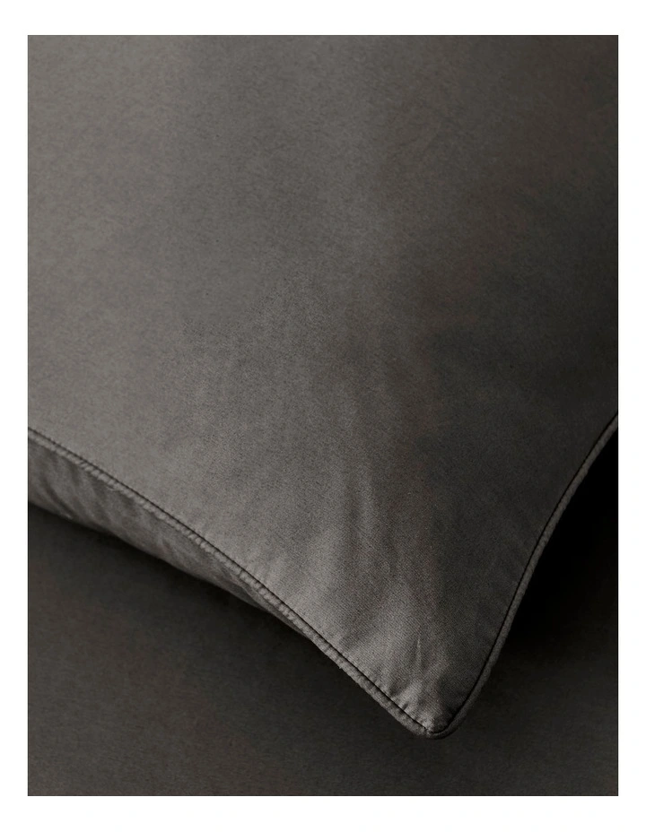 400TC Premium Cotton Sateen King Pillowcase Twin Pack in Charcoal image 3