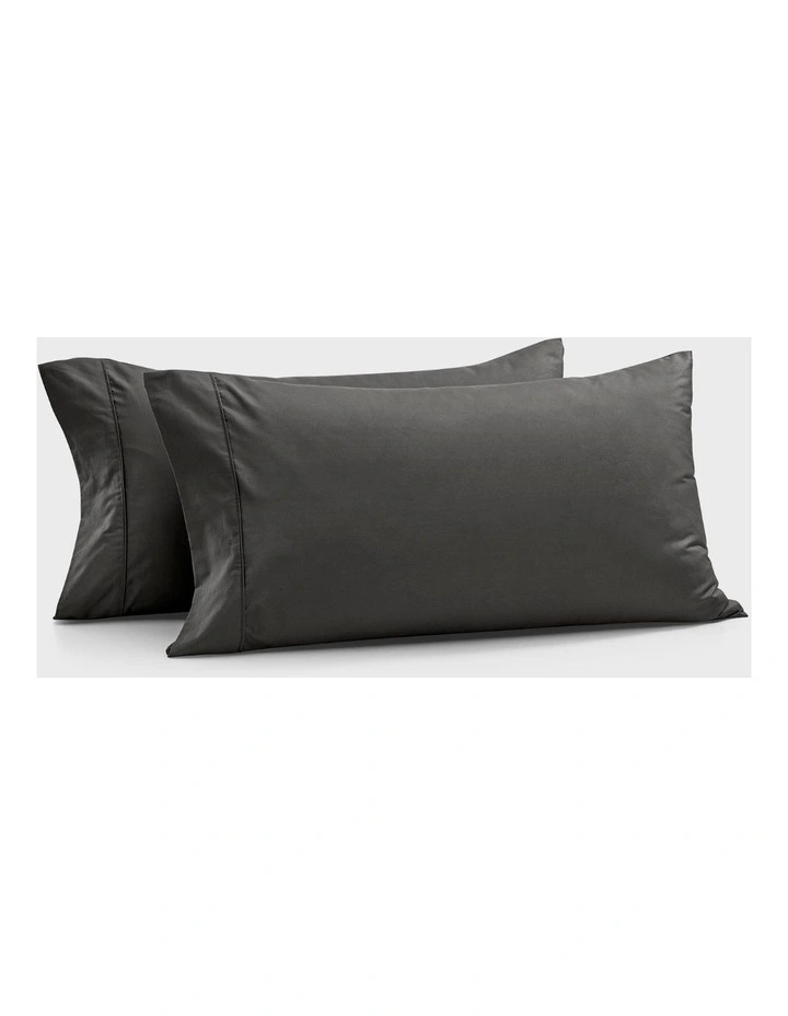 400TC Premium Cotton Sateen King Pillowcase Twin Pack in Charcoal image 5