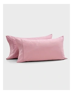 Bonnie Washed Cotton King Twin Pillowcase Pack in Pink Pearl