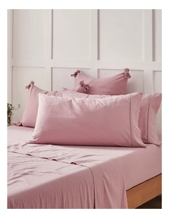 Bonnie Washed Cotton King Twin Pillowcase Pack in Pink Pearl