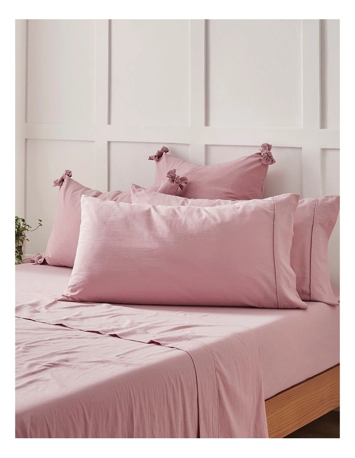 Bonnie Washed Cotton King Twin Pillowcase Pack in Pink Pearl image 1