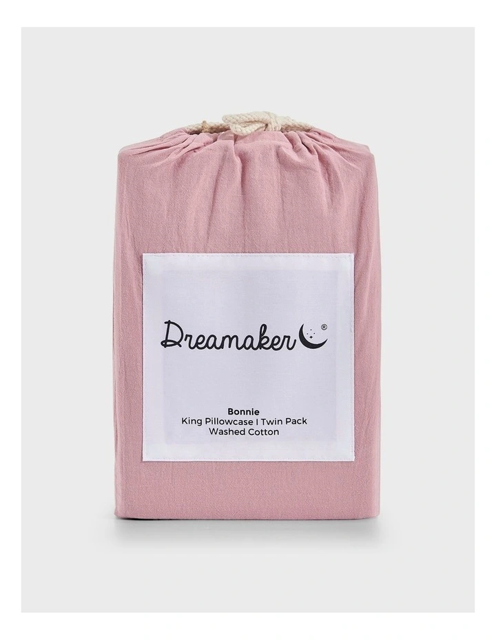 Bonnie Washed Cotton King Twin Pillowcase Pack in Pink Pearl image 5