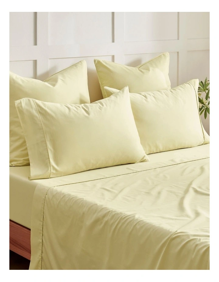 Dreamaker 400TC Premium Cotton Sateen Standard Pillowcase Twin Pack in Citron image 5