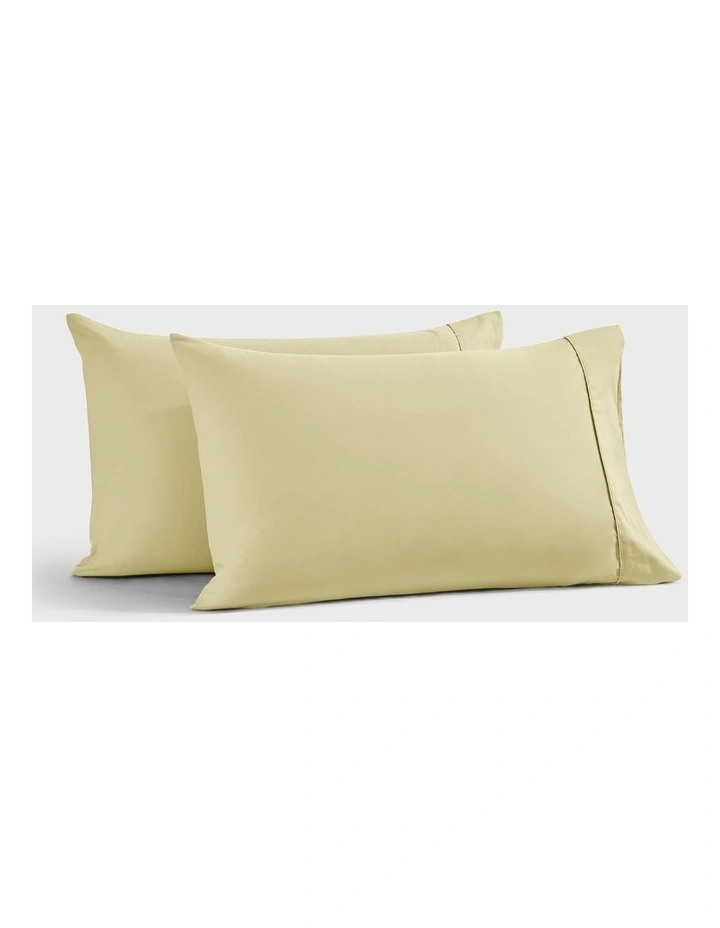 Dreamaker 400TC Premium Cotton Sateen Standard Pillowcase Twin Pack in Citron image 7