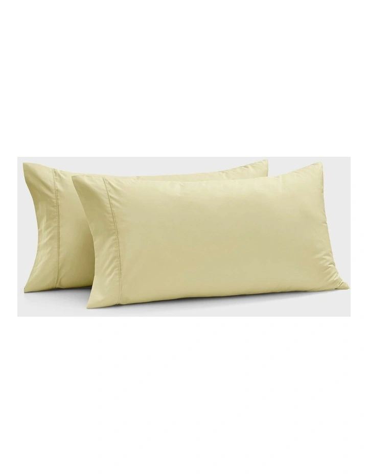 400TC Premium Cotton Sateen King Twin Pillowcase Pack in Citron image 5