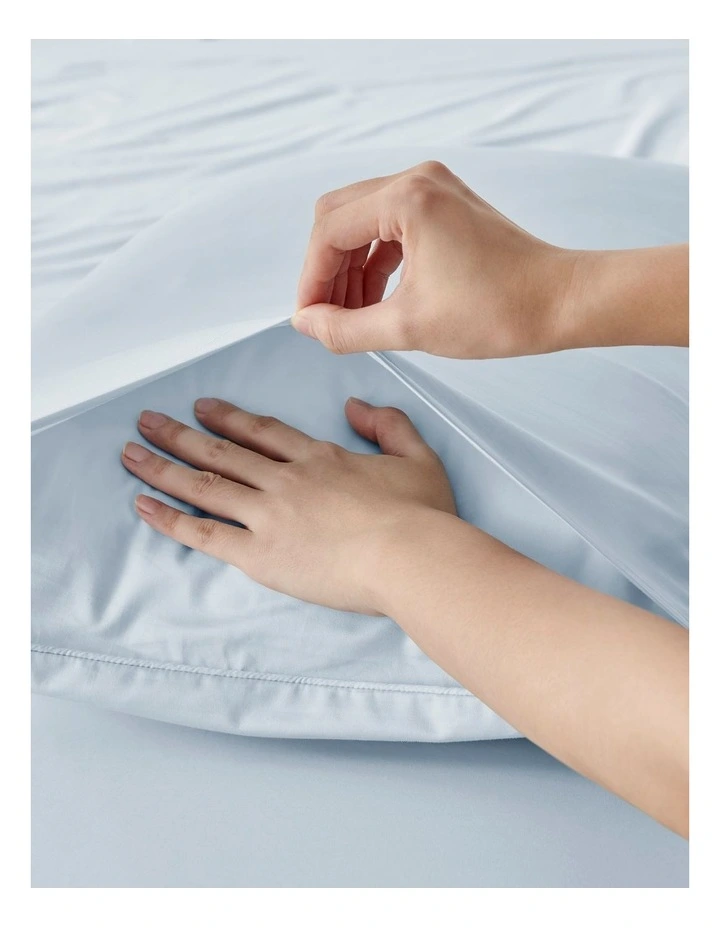 400TC Premium Cotton Sateen King Pillowcase Twin Pack in Sky image 2
