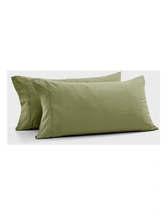 Bonnie Washed Cotton King Pillowcase Twin Pack in Olive
