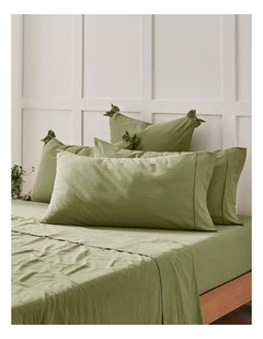 Bonnie Washed Cotton King Pillowcase Twin Pack in Olive