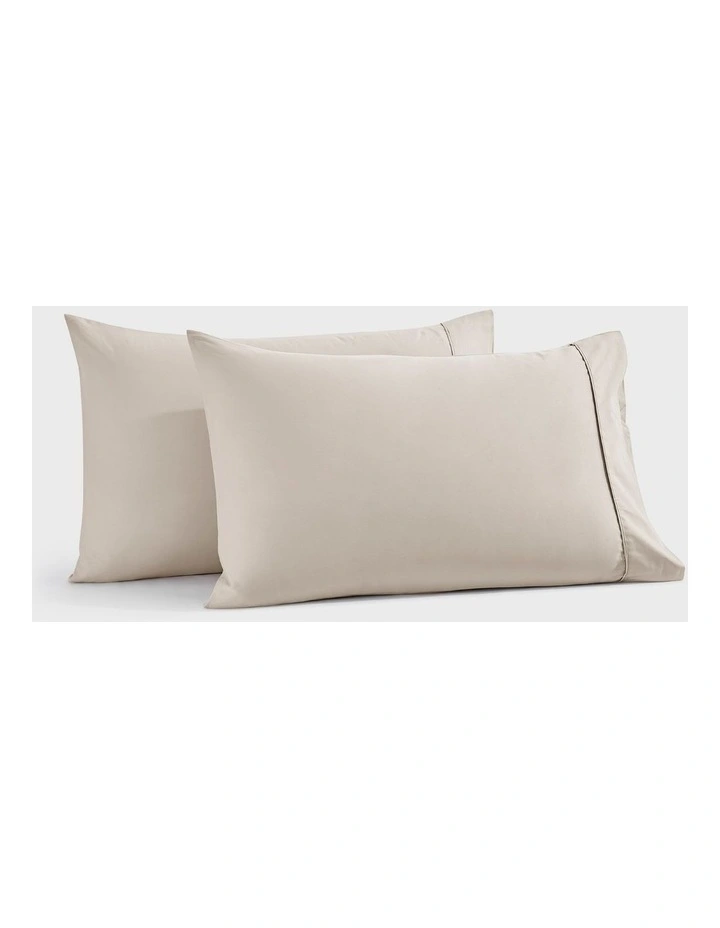 400TC Premium Cotton Sateen Standard Pillowcase Twin Pack in Oatmeal image 7