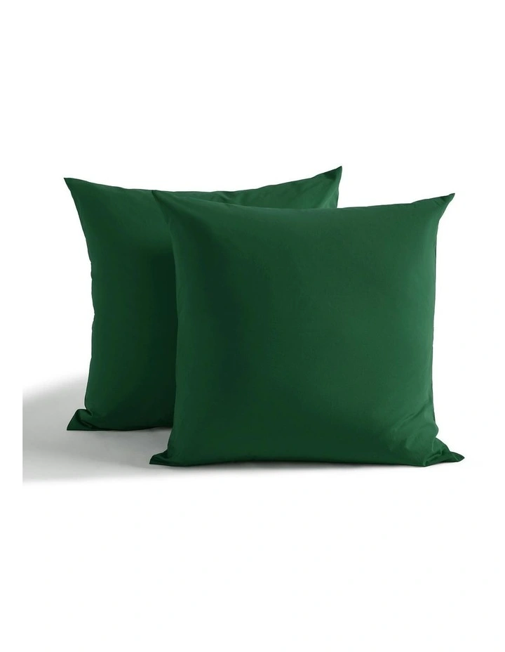 250TC Cotton & Recycled Polyester Blend European Pillowcase Twin Pack in Hunter Green image 2