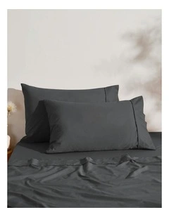 250TC Cotton & Recycled Polyester Blend Standard Pillowcase Twin Pack in Charcoal
