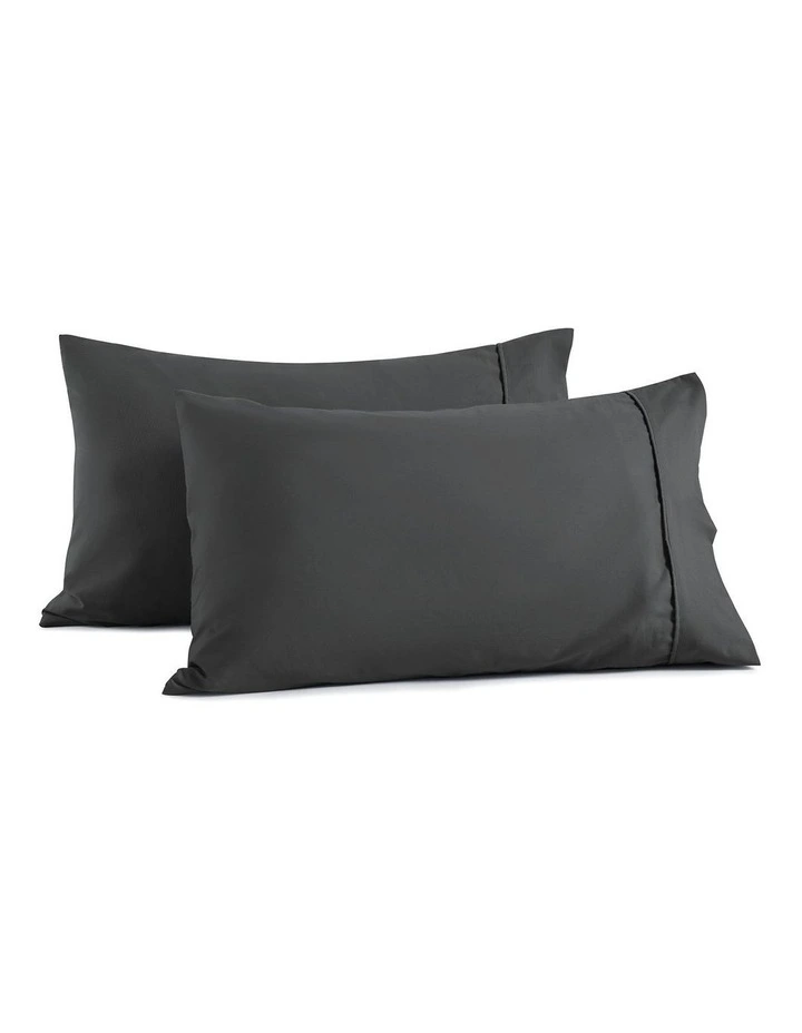 250TC Cotton & Recycled Polyester Blend Standard Pillowcase Twin Pack in Charcoal image 4