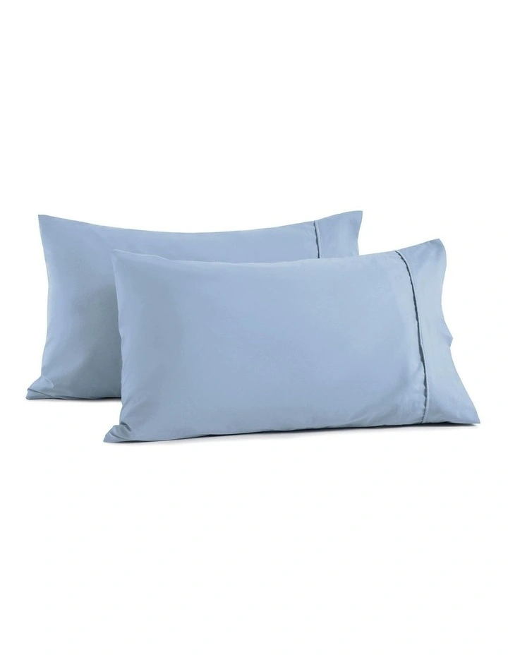 250TC Cotton & Recycled Polyester Blend Standard Pillowcase Twin Pack in Pale Blue image 4