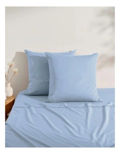 250TC Cotton & Recycled Polyester Blend European Pillowcase Twin Pack in Pale Blue