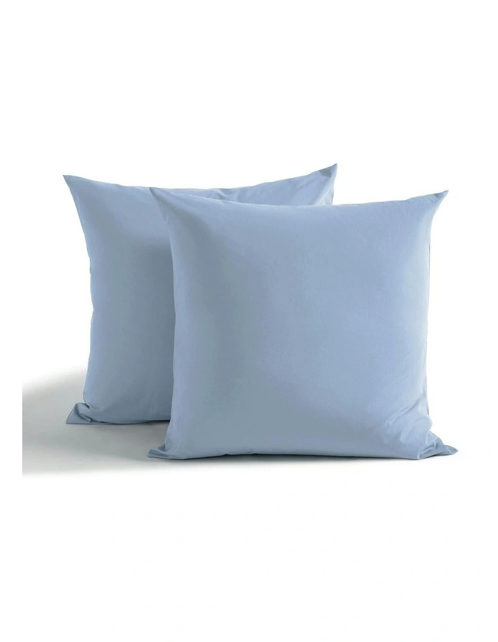 250TC Cotton & Recycled Polyester Blend European Pillowcase Twin Pack in Pale Blue image 2
