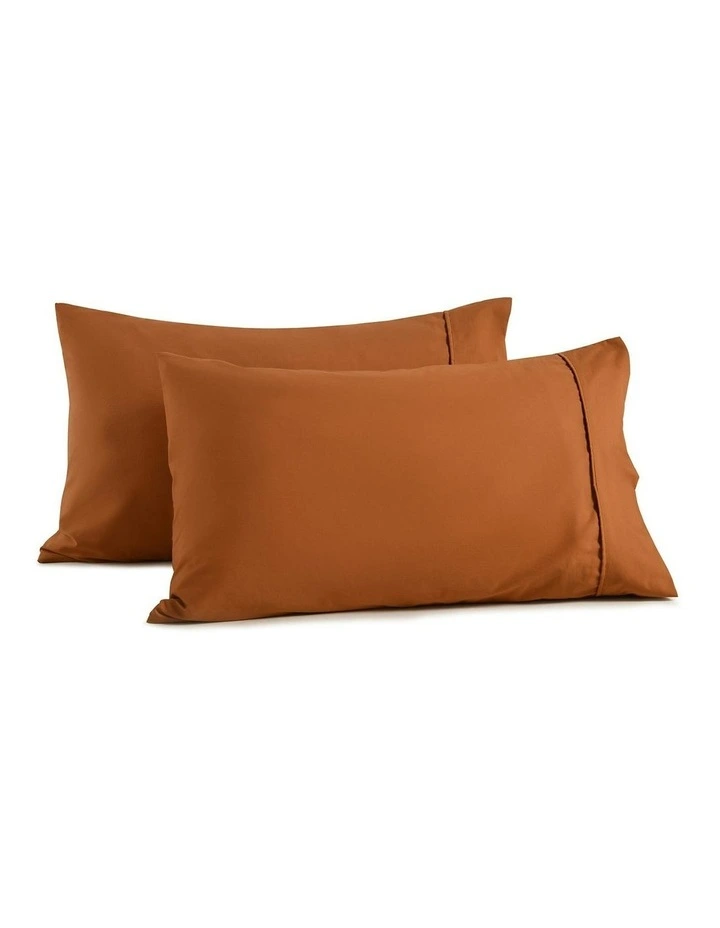 250TC Cotton & Recycled Polyester Blend Standard Pillowcase Twin Pack in Rust image 4