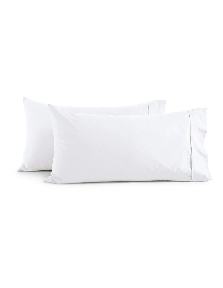 250TC Cotton & Recycled Polyester Blend King Pillowcase Twin Pack in White image 4