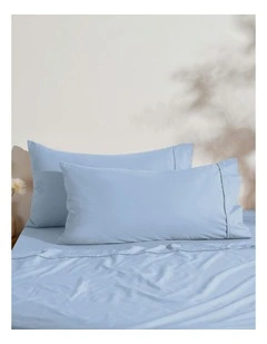 250TC Cotton & Recycled Polyester Blend King Pillowcase Twin Pack in Pale Blue