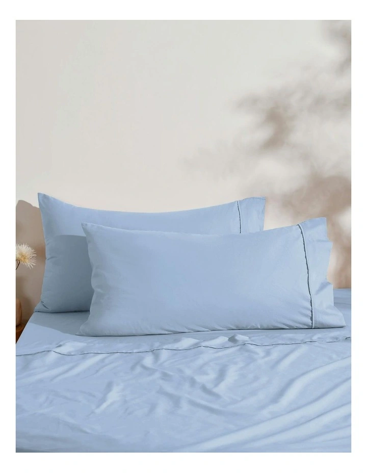 250TC Cotton & Recycled Polyester Blend King Pillowcase Twin Pack in Pale Blue image 1