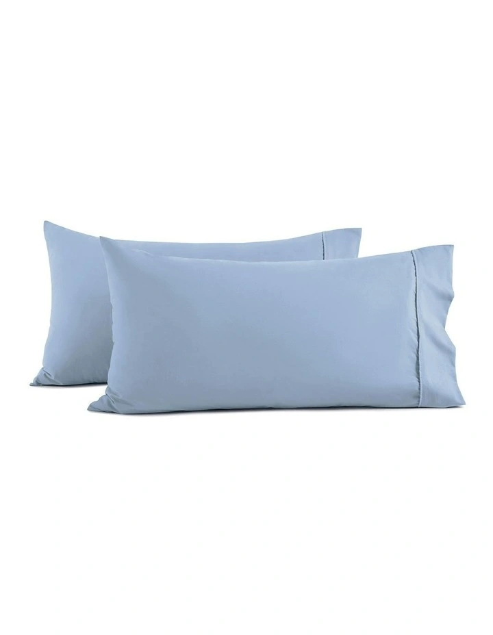 250TC Cotton & Recycled Polyester Blend King Pillowcase Twin Pack in Pale Blue image 4