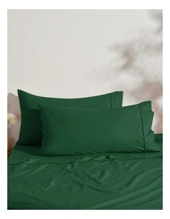 250TC Cotton & Recycled Polyester Blend King Pillowcase Twin Pack in Hunter Green