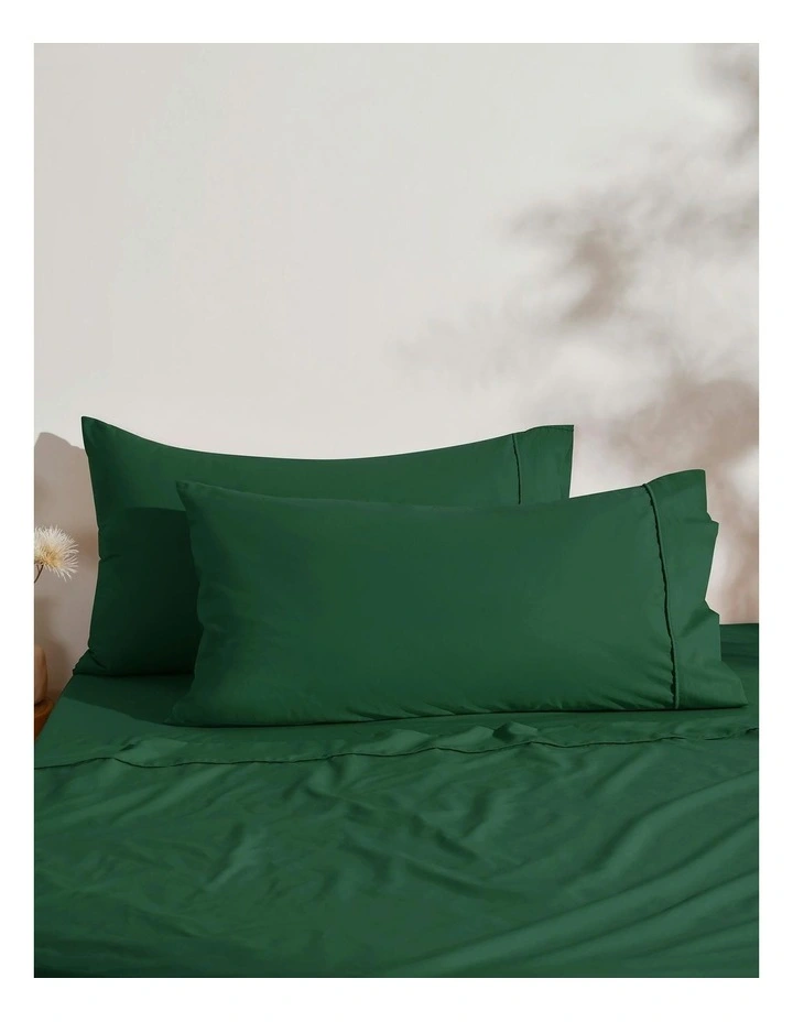 250TC Cotton & Recycled Polyester Blend King Pillowcase Twin Pack in Hunter Green image 1