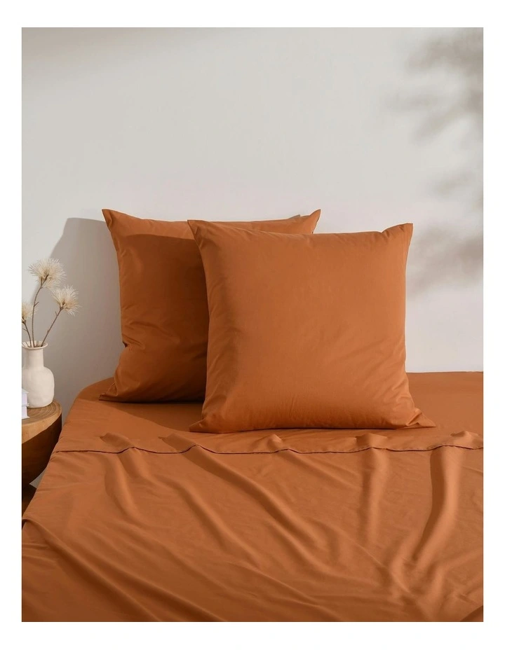 250TC Cotton & Recycled Polyester Blend European Pillowcase Twin Pack in Rust image 1