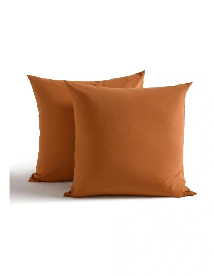 250TC Cotton & Recycled Polyester Blend European Pillowcase Twin Pack in Rust image 2