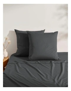 250TC Cotton & Recycled Polyester Blend European Pillowcase Twin Pack in Charcoal