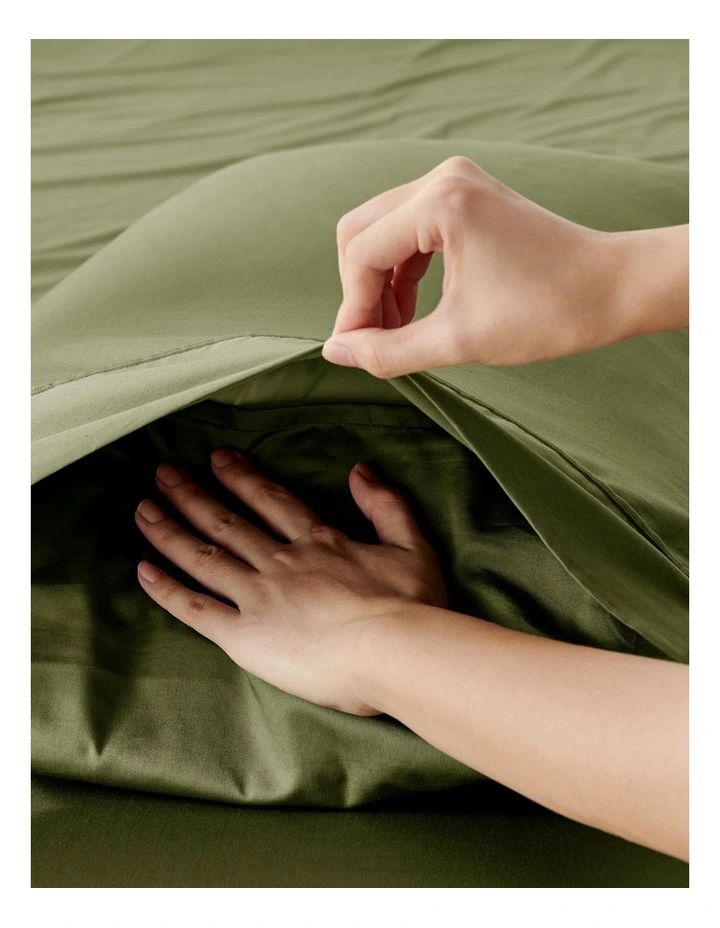 400 Thread Count Premium Cotton Sateen Sheet Set in Olive image 3