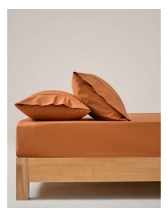 250TC Cotton and Recycled Polyester Blend Fitted Sheet Set in Rust