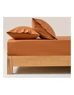 250TC Cotton and Recycled Polyester Blend Fitted Sheet Set in Rust