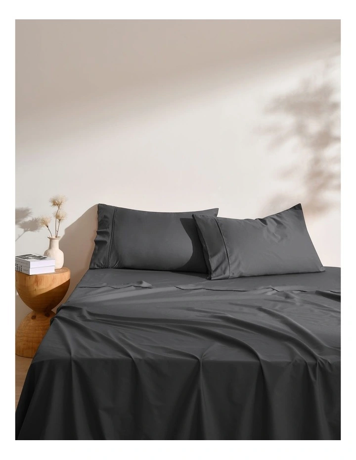 250TC Cotton and Recycled Polyester Blend Sheet Set in Charcoal image 1