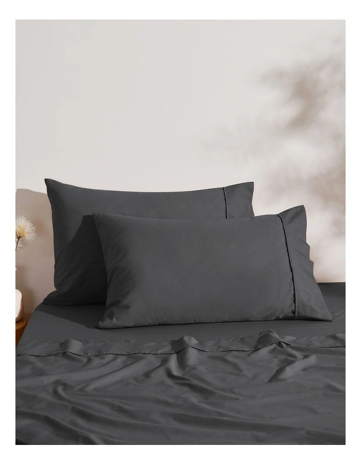 250TC Cotton and Recycled Polyester Blend Sheet Set in Charcoal image 2
