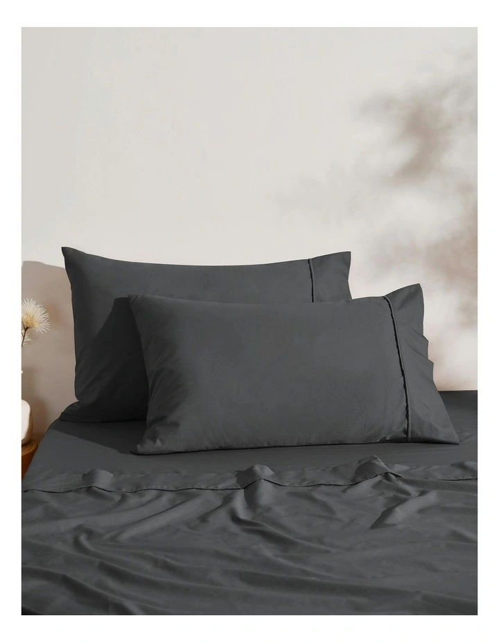 250Thread Count Cotton and Recycled Polyester Blend Sheet Set in Charcoal image 3