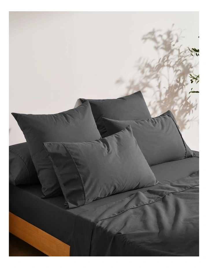 250TC Cotton and Recycled Polyester Blend Sheet Set in Charcoal image 6