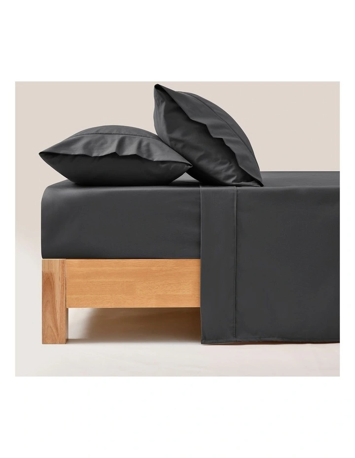 250TC Cotton and Recycled Polyester Blend Sheet Set in Charcoal image 7