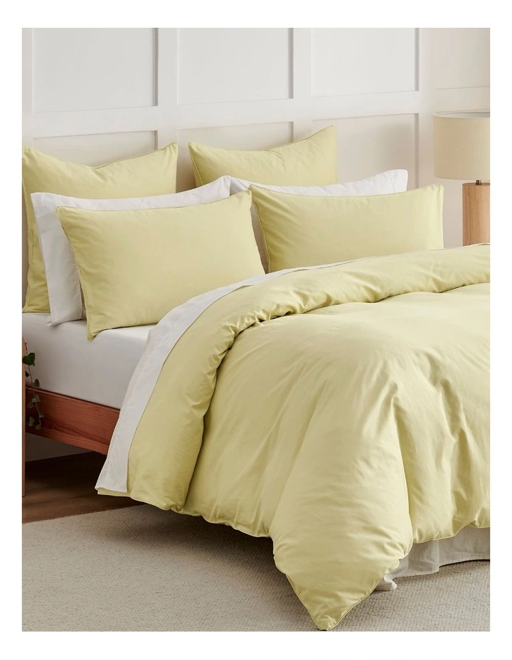 400 Thread Count Premium Cotton Sateen Piped Quilt Cover Set in Citron image 2