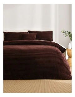 Embossed Teddy Fleece Quilt Cover Set in Chocolate
