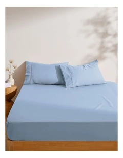 250TC Cotton & Recycled Polyester Blend Fitted Sheet Set in Pale Blue
