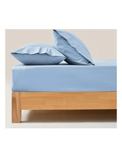 250TC Cotton & Recycled Polyester Blend Fitted Sheet Set in Pale Blue