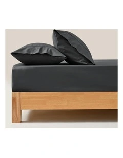 250TC Cotton and Recycled Polyester Blend Fitted Sheet Set in Charcoal