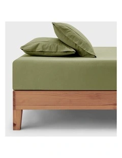 Bonnie Washed Cotton Fitted Sheet Set in Olive