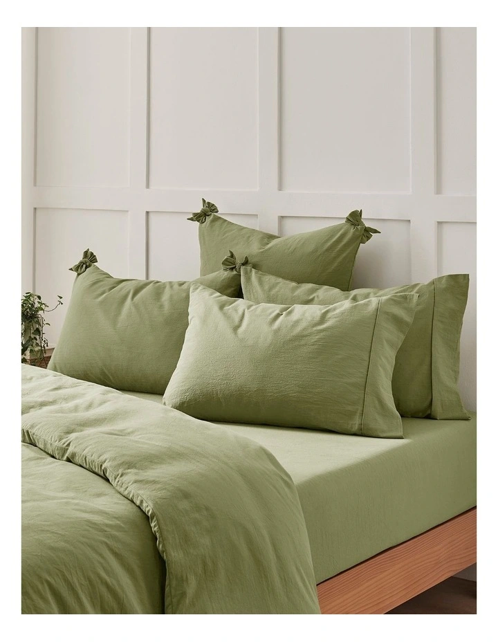 Bonnie Washed Cotton Fitted Sheet Set in Olive image 6